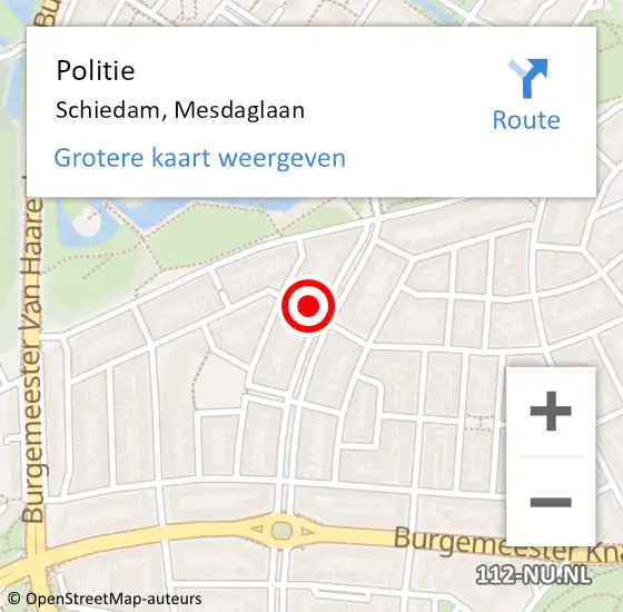 Locatie op kaart van de 112 melding: Politie Schiedam, Mesdaglaan op 26 augustus 2022 12:55