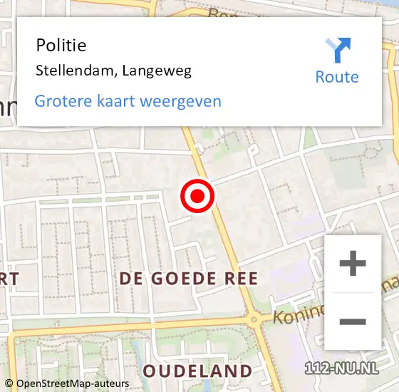 Locatie op kaart van de 112 melding: Politie Stellendam, Langeweg op 26 augustus 2022 13:38