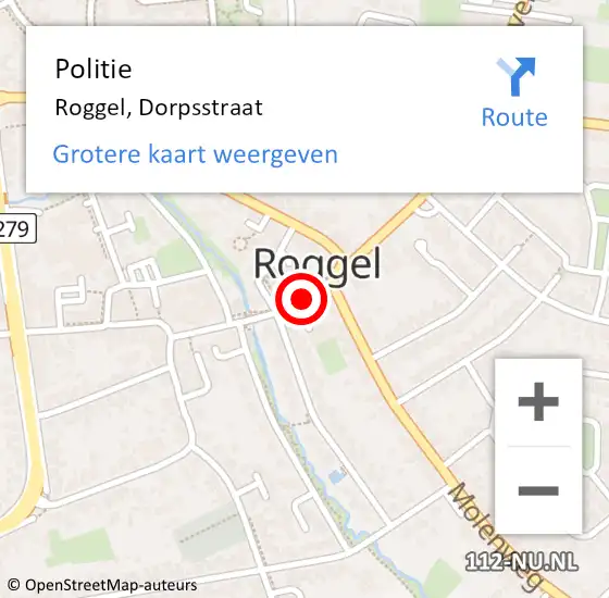 Locatie op kaart van de 112 melding: Politie Roggel, Dorpsstraat op 26 augustus 2022 13:39