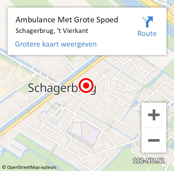Locatie op kaart van de 112 melding: Ambulance Met Grote Spoed Naar Schagerbrug, 't Vierkant op 26 augustus 2022 13:47