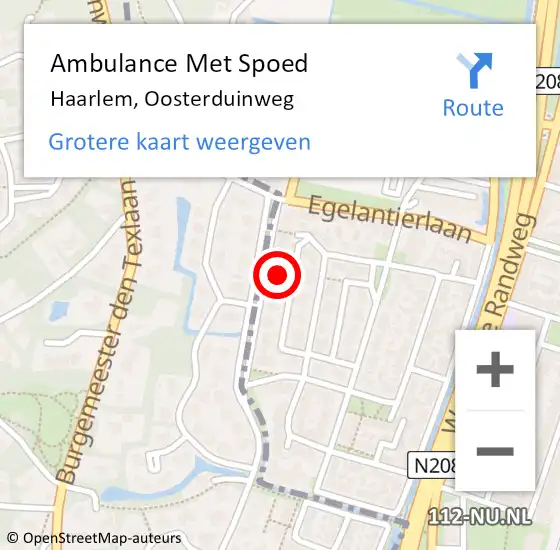 Locatie op kaart van de 112 melding: Ambulance Met Spoed Naar Haarlem, Oosterduinweg op 26 augustus 2022 13:51