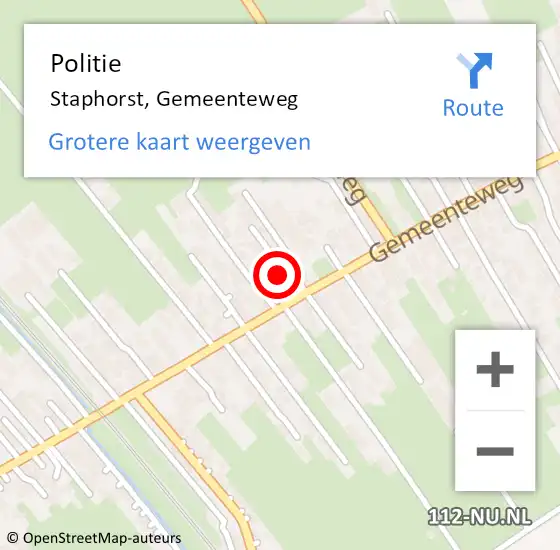 Locatie op kaart van de 112 melding: Politie Staphorst, Gemeenteweg op 26 augustus 2022 13:57