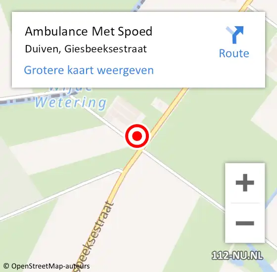 Locatie op kaart van de 112 melding: Ambulance Met Spoed Naar Duiven, Giesbeeksestraat op 26 augustus 2022 14:03