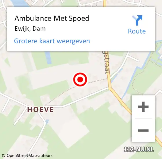 Locatie op kaart van de 112 melding: Ambulance Met Spoed Naar Ewijk, Dam op 26 augustus 2022 14:24