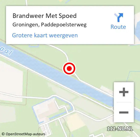 Locatie op kaart van de 112 melding: Brandweer Met Spoed Naar Groningen, Paddepoelsterweg op 27 juli 2014 18:21