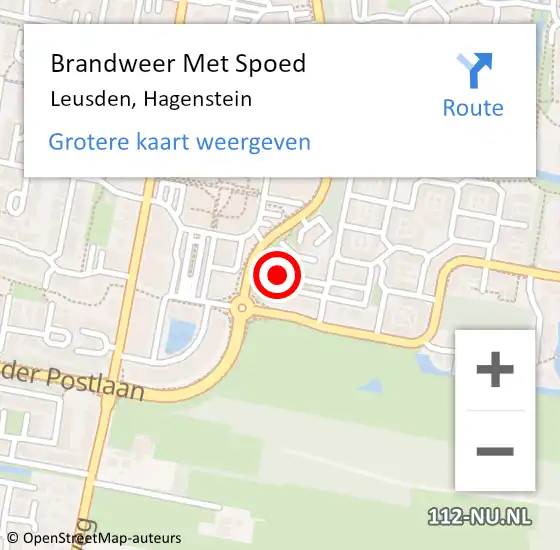 Locatie op kaart van de 112 melding: Brandweer Met Spoed Naar Leusden, Hagenstein op 26 augustus 2022 14:37