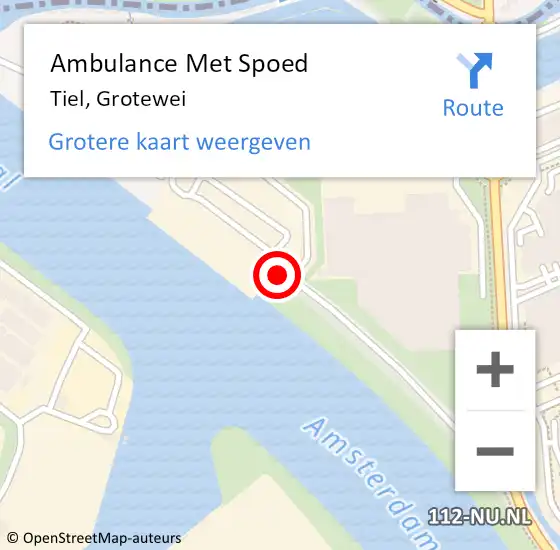 Locatie op kaart van de 112 melding: Ambulance Met Spoed Naar Tiel, Grotewei op 26 augustus 2022 14:41