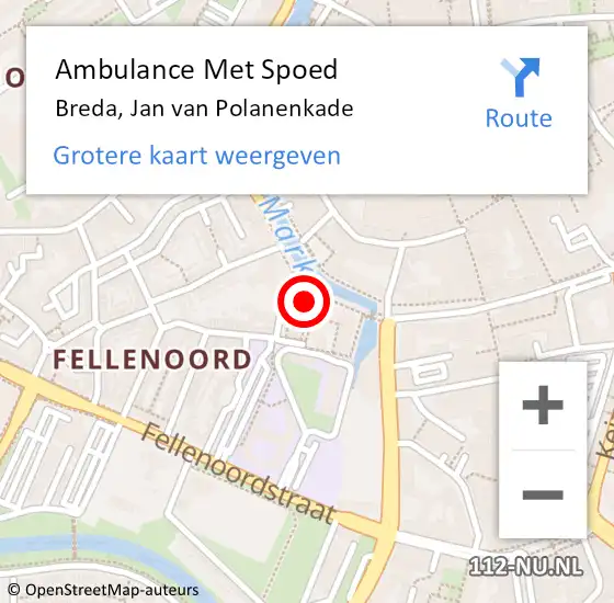 Locatie op kaart van de 112 melding: Ambulance Met Spoed Naar Breda, Jan van Polanenkade op 27 juli 2014 18:24