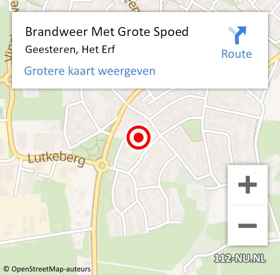 Locatie op kaart van de 112 melding: Brandweer Met Grote Spoed Naar Geesteren, Het Erf op 26 augustus 2022 15:10