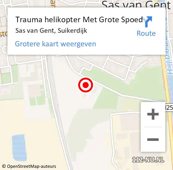 Locatie op kaart van de 112 melding: Trauma helikopter Met Grote Spoed Naar Sas van Gent, Suikerdijk op 26 augustus 2022 15:13