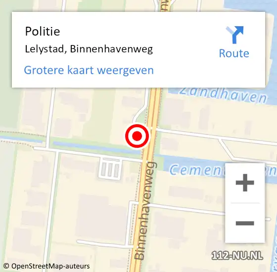 Locatie op kaart van de 112 melding: Politie Lelystad, Binnenhavenweg op 26 augustus 2022 15:15