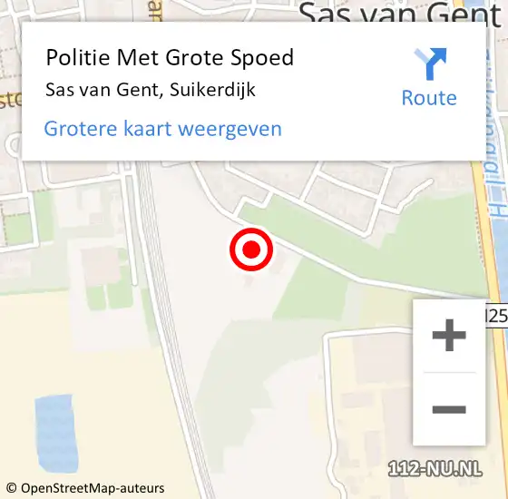 Locatie op kaart van de 112 melding: Politie Met Grote Spoed Naar Sas van Gent, Suikerdijk op 26 augustus 2022 15:24