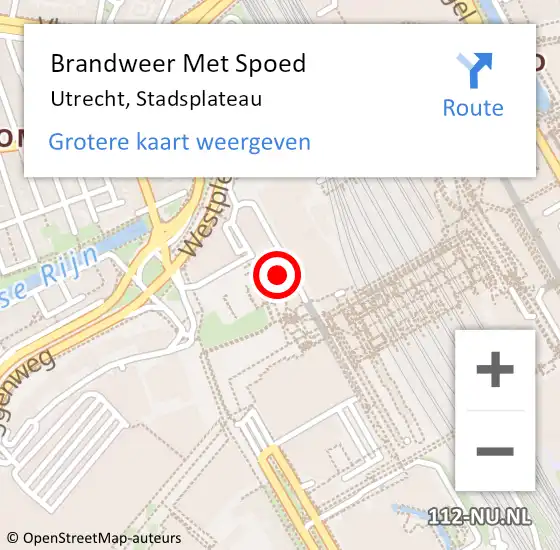 Locatie op kaart van de 112 melding: Brandweer Met Spoed Naar Utrecht, Stadsplateau op 26 augustus 2022 15:26