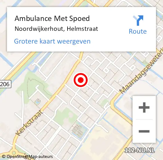 Locatie op kaart van de 112 melding: Ambulance Met Spoed Naar Noordwijkerhout, Helmstraat op 26 augustus 2022 15:29