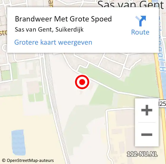 Locatie op kaart van de 112 melding: Brandweer Met Grote Spoed Naar Sas van Gent, Suikerdijk op 26 augustus 2022 15:31