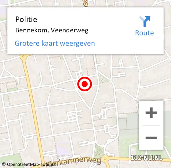 Locatie op kaart van de 112 melding: Politie Bennekom, Veenderweg op 26 augustus 2022 15:35