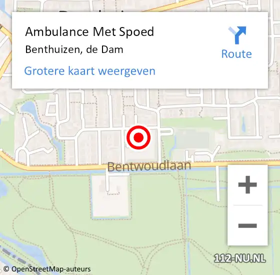 Locatie op kaart van de 112 melding: Ambulance Met Spoed Naar Benthuizen, de Dam op 27 juli 2014 18:34