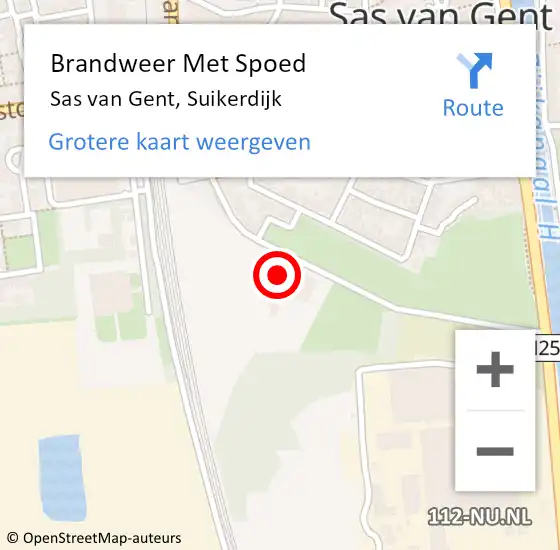 Locatie op kaart van de 112 melding: Brandweer Met Spoed Naar Sas van Gent, Suikerdijk op 26 augustus 2022 16:08