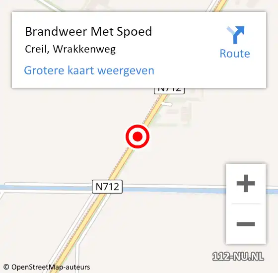 Locatie op kaart van de 112 melding: Brandweer Met Spoed Naar Creil, Wrakkenweg op 27 juli 2014 18:38