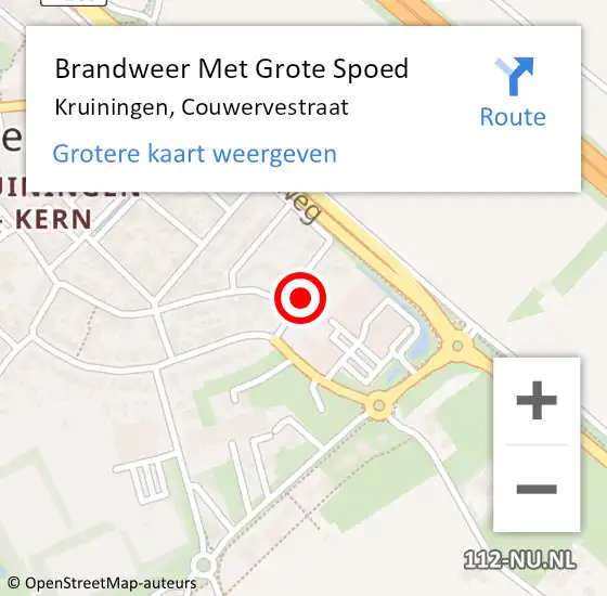 Locatie op kaart van de 112 melding: Brandweer Met Grote Spoed Naar Kruiningen, Couwervestraat op 26 augustus 2022 16:27