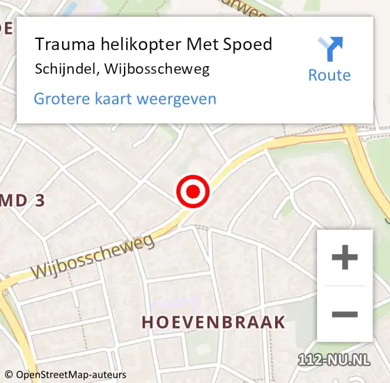 Locatie op kaart van de 112 melding: Trauma helikopter Met Spoed Naar Schijndel, Wijbosscheweg op 26 augustus 2022 16:48