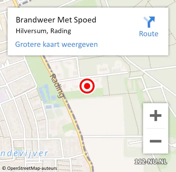 Locatie op kaart van de 112 melding: Brandweer Met Spoed Naar Hilversum, Rading op 26 augustus 2022 16:59