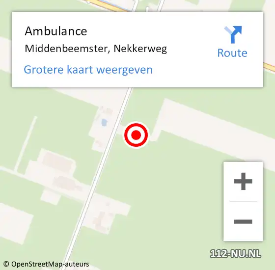 Locatie op kaart van de 112 melding: Ambulance Middenbeemster, Nekkerweg op 26 augustus 2022 17:03
