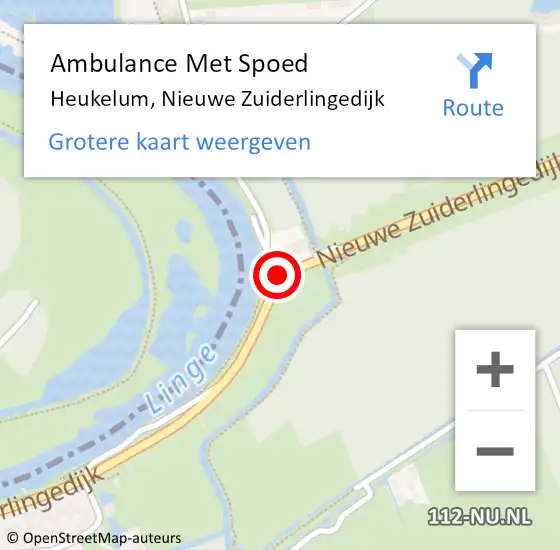 Locatie op kaart van de 112 melding: Ambulance Met Spoed Naar Heukelum, Nieuwe Zuiderlingedijk op 26 augustus 2022 17:03