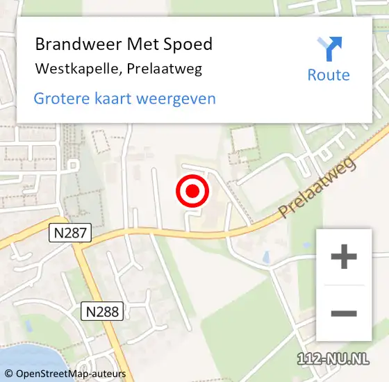 Locatie op kaart van de 112 melding: Brandweer Met Spoed Naar Westkapelle, Prelaatweg op 26 augustus 2022 17:09