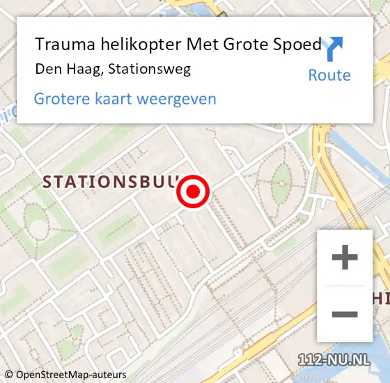 Locatie op kaart van de 112 melding: Trauma helikopter Met Grote Spoed Naar Den Haag, Stationsweg op 26 augustus 2022 17:52