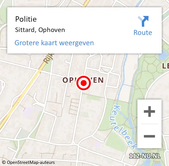 Locatie op kaart van de 112 melding: Politie Sittard, Ophoven op 26 augustus 2022 18:06