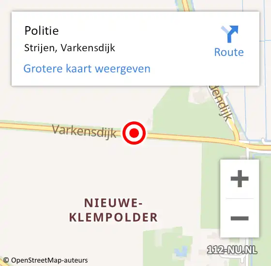 Locatie op kaart van de 112 melding: Politie Strijen, Varkensdijk op 27 juli 2014 18:51