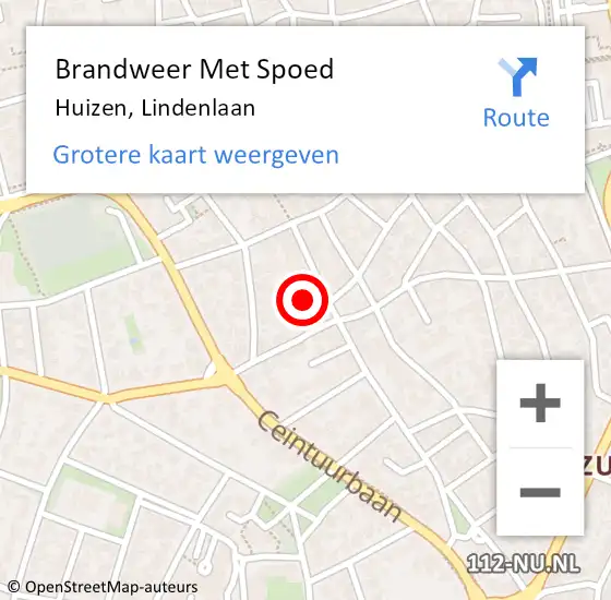 Locatie op kaart van de 112 melding: Brandweer Met Spoed Naar Huizen, Lindenlaan op 26 augustus 2022 18:17