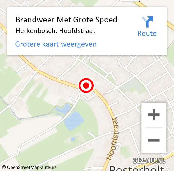 Locatie op kaart van de 112 melding: Brandweer Met Grote Spoed Naar Herkenbosch, Hoofdstraat op 26 augustus 2022 18:20