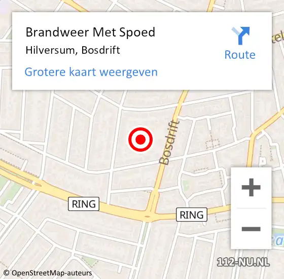 Locatie op kaart van de 112 melding: Brandweer Met Spoed Naar Hilversum, Bosdrift op 26 augustus 2022 18:23