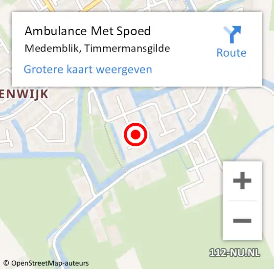 Locatie op kaart van de 112 melding: Ambulance Met Spoed Naar Medemblik, Timmermansgilde op 26 augustus 2022 18:33