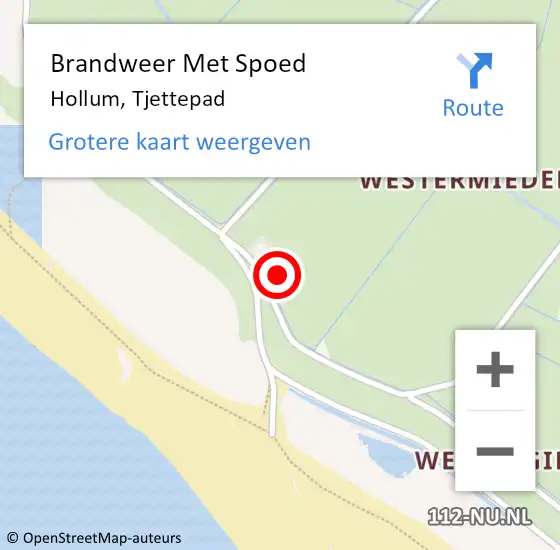 Locatie op kaart van de 112 melding: Brandweer Met Spoed Naar Hollum, Tjettepad op 26 augustus 2022 18:54