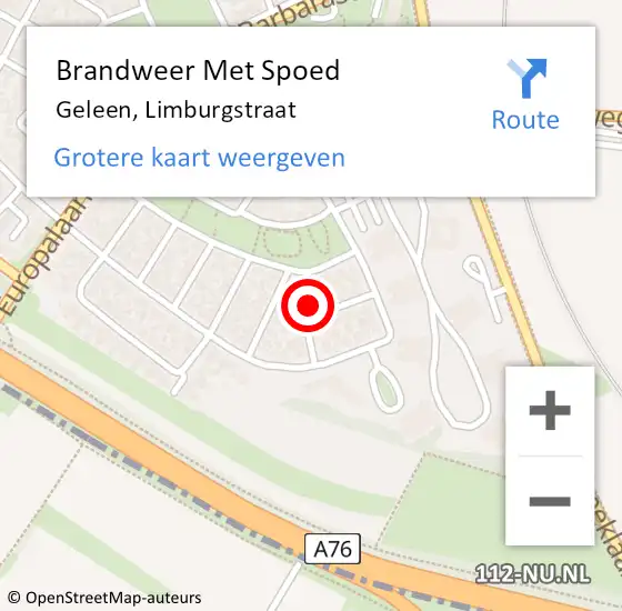 Locatie op kaart van de 112 melding: Brandweer Met Spoed Naar Geleen, Limburgstraat op 26 augustus 2022 19:44