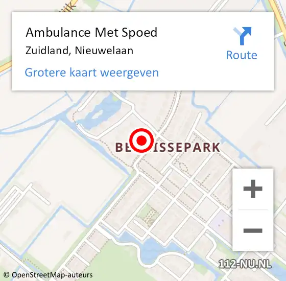 Locatie op kaart van de 112 melding: Ambulance Met Spoed Naar Zuidland, Nieuwelaan op 26 augustus 2022 19:51
