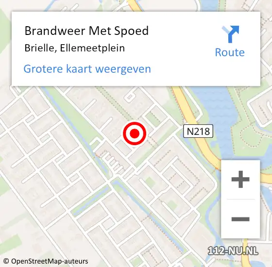 Locatie op kaart van de 112 melding: Brandweer Met Spoed Naar Brielle, Ellemeetplein op 26 augustus 2022 20:06