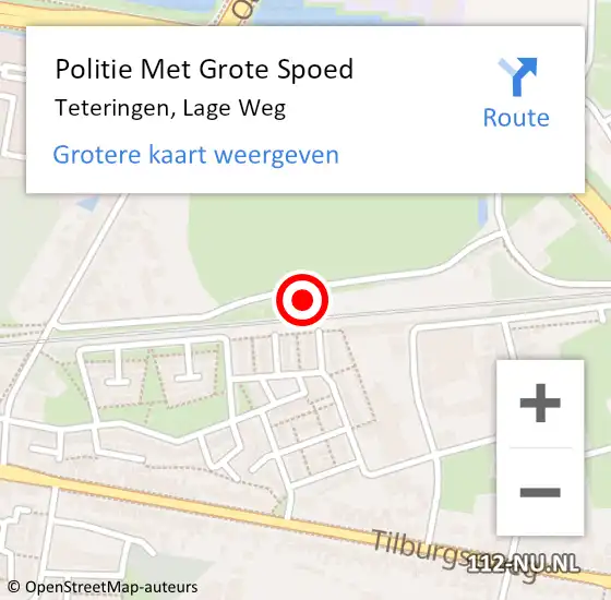 Locatie op kaart van de 112 melding: Politie Met Grote Spoed Naar Teteringen, Lage Weg op 26 augustus 2022 20:19