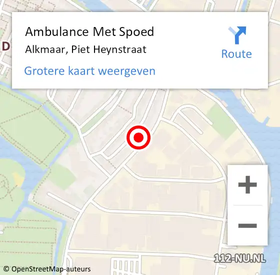 Locatie op kaart van de 112 melding: Ambulance Met Spoed Naar Alkmaar, Piet Heynstraat op 26 augustus 2022 20:57