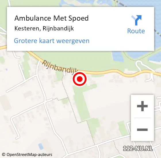 Locatie op kaart van de 112 melding: Ambulance Met Spoed Naar Kesteren, Rijnbandijk op 26 augustus 2022 21:05