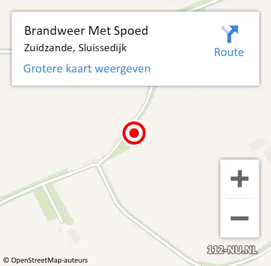 Locatie op kaart van de 112 melding: Brandweer Met Spoed Naar Zuidzande, Sluissedijk op 26 augustus 2022 21:24