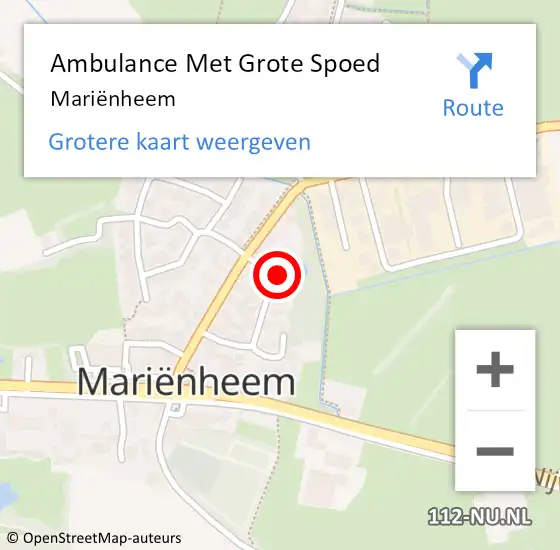 Locatie op kaart van de 112 melding: Ambulance Met Grote Spoed Naar Mariënheem op 26 augustus 2022 22:06