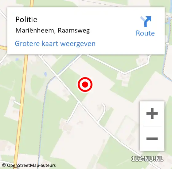 Locatie op kaart van de 112 melding: Politie Mariënheem, Raamsweg op 26 augustus 2022 22:11