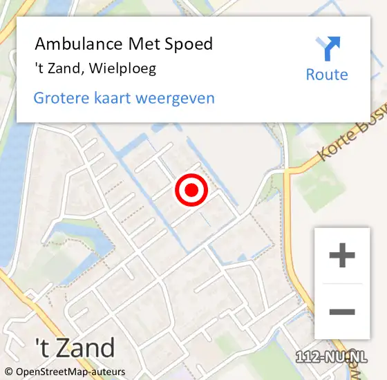 Locatie op kaart van de 112 melding: Ambulance Met Spoed Naar 't Zand, Wielploeg op 26 augustus 2022 22:23