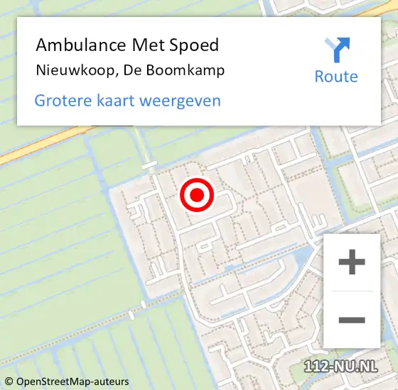 Locatie op kaart van de 112 melding: Ambulance Met Spoed Naar Nieuwkoop, De Boomkamp op 26 augustus 2022 22:36