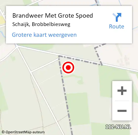 Locatie op kaart van de 112 melding: Brandweer Met Grote Spoed Naar Schaijk, Brobbelbiesweg op 26 augustus 2022 22:54