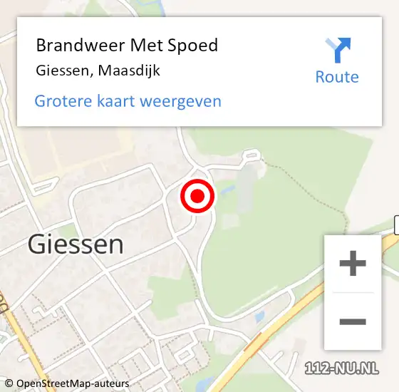 Locatie op kaart van de 112 melding: Brandweer Met Spoed Naar Giessen, Maasdijk op 26 augustus 2022 22:56